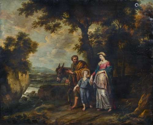 383-Attribué à Willem Van HERP (1611 - 1677) La Fuite en Egy...