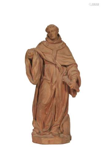 160-Saint évêque Sculpture originale en terre cuite; traces ...