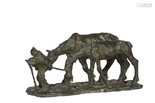 250-Gaston BROQUET (1880-1947) Les chevaux de labour. Sculpt...