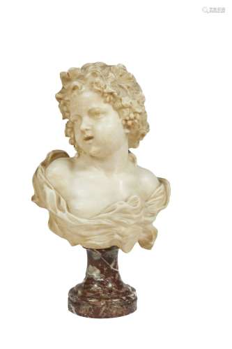 194- Bacchus enfant Sculpture en marbre sur piédouche en mar...