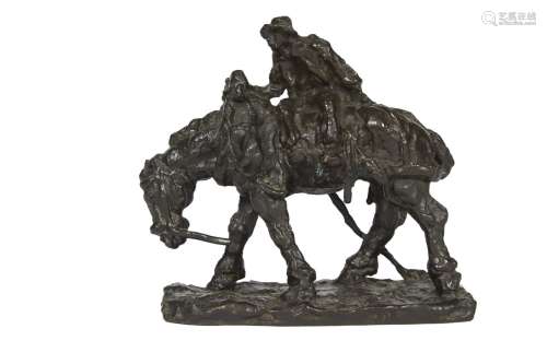 252-Gaston BROQUET (1880-1947) Homme sur son cheval Sculptur...