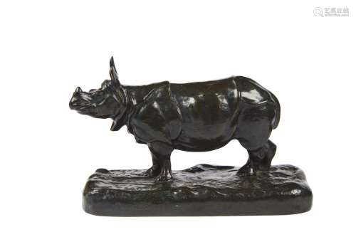 262-Alfred BARYE (1899-1969) Le rhinocéros Sculpture en bron...