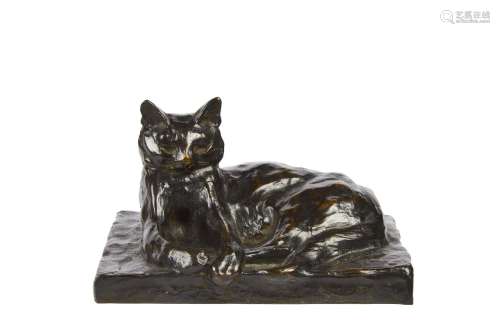 263-Théophile STEINLEIN (1859-1923) Le chat Sculpture en bro...