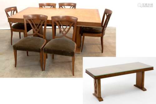 DE COENE WERKHUIZEN - KORTRIJK Art Deco-set van tafel en sto...