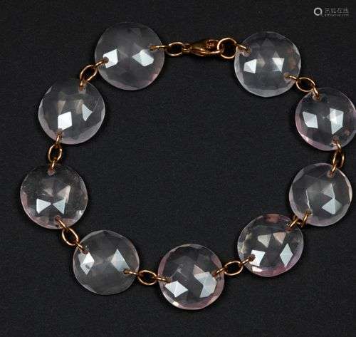 Modieus bracelet in roos goud (18 karaat) met rondom gefacet...