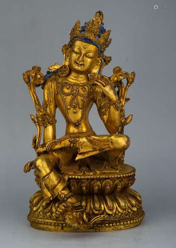 A GILT-BRONZE FIGURE OF GUANYIN