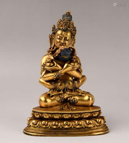 A GILT-BRONZE FIGURE OF BODHISATTVA