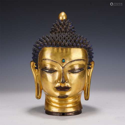 A GILT-BRONZE BUDDHA HEAD