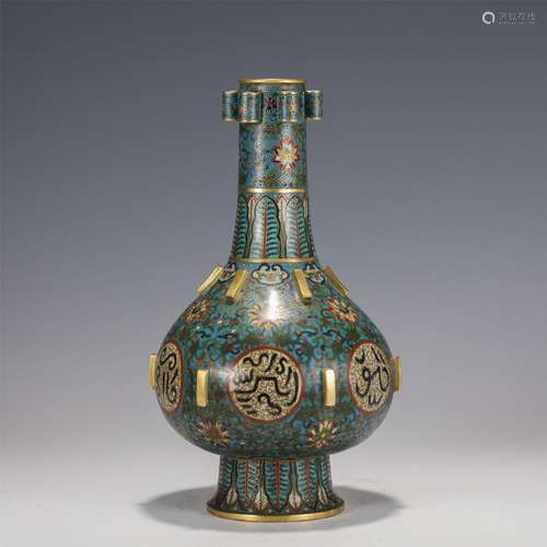 A CLOISONNE ENAMEL BRONZE VASE.MARK OF QIANLONG