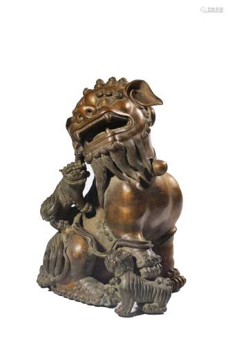 A BRONZE LION GROUP .QING PERIOD