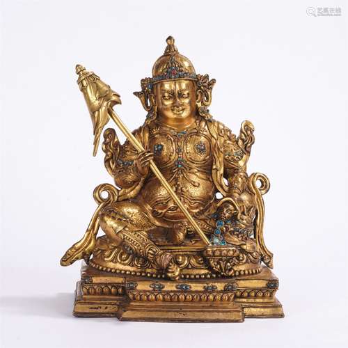 A GILT-BRONZE FIGURE OF VAISHRAVANA