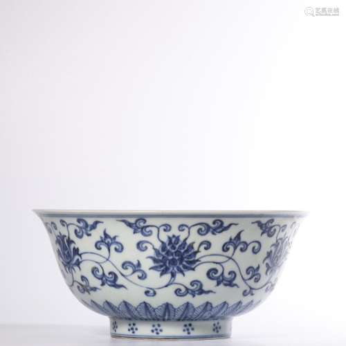 A BLUE AND WHITE BOWL.MARK OF YUANDE