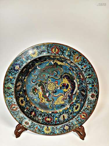 A CLOISONNE ENAMEL BRONZE BASIN.MARK OF WANLI