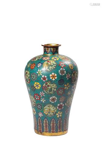 A CLOISONNE ENAMEL BRONZE MEIPING.QING PERIOD