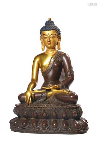 A GILT-BRONZE FIGURE OF SAKYAMUNI.QING PERIOD