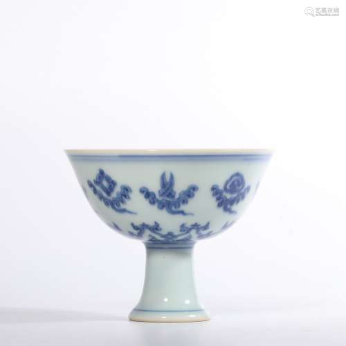 A BLUE AND WHITE STEMCUP.MARK OF YONGZHENG