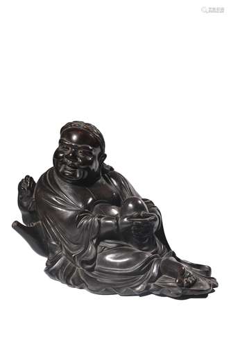 A CARVED WOOD LIUHAI.QING PERIOD