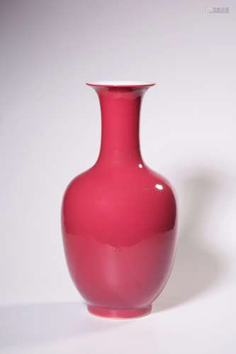 A CORAL RED VASE.MARK OF QIANLONG