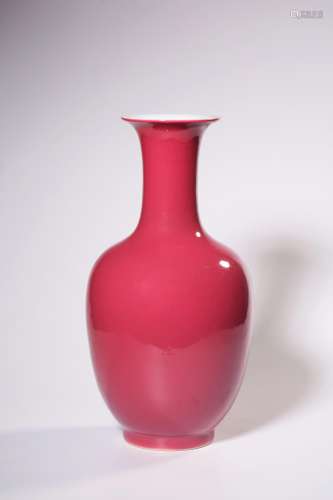 A CORAL RED VASE.MARK OF QIANLONG