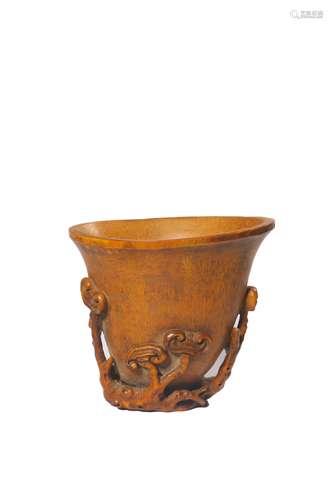 A CARVED BAMBOO CUP.REPUBLIC PERIOD