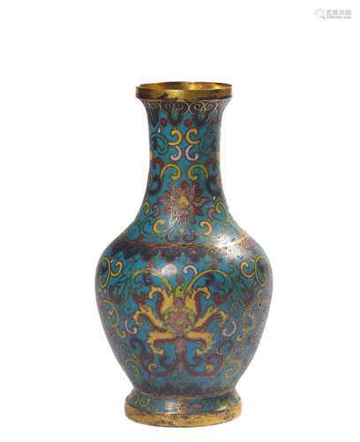 A CLOISONNE ENAMEL BRONZE VASE.MARK OF QIANLONG