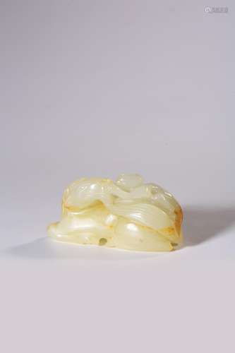 A CARVED WHITE JADE HORSE AND MONKEY