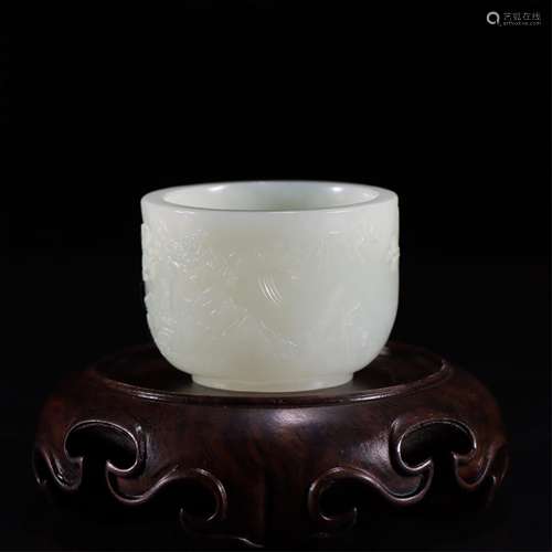 A CHINESE WHITE JADE CUP