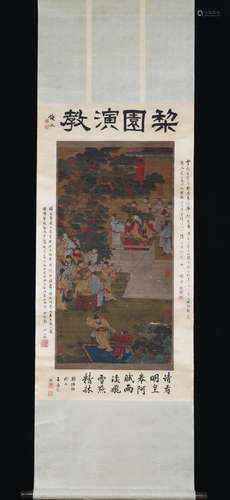 A SCROLL PAINTING OF FIGURE STORY