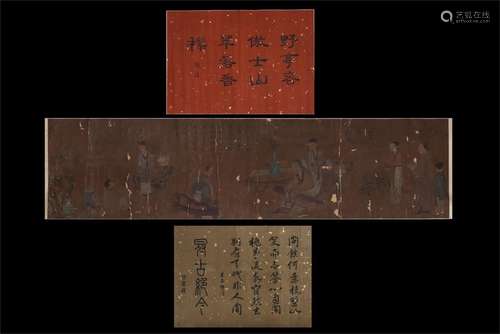 A CHINESE PAINTING FIGURE STORY AND CALLIGRAPHY