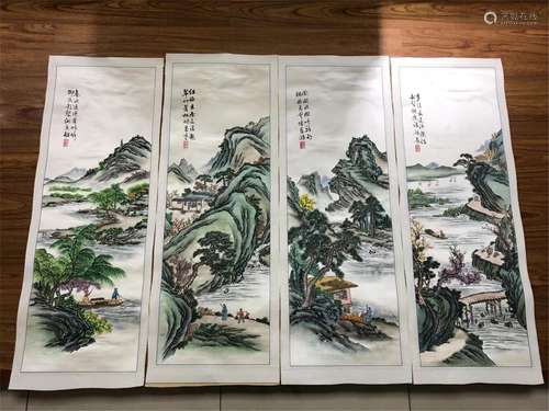 A SET OF HUTIAN EMBROIDERIES OF LANDSCAPE AND…