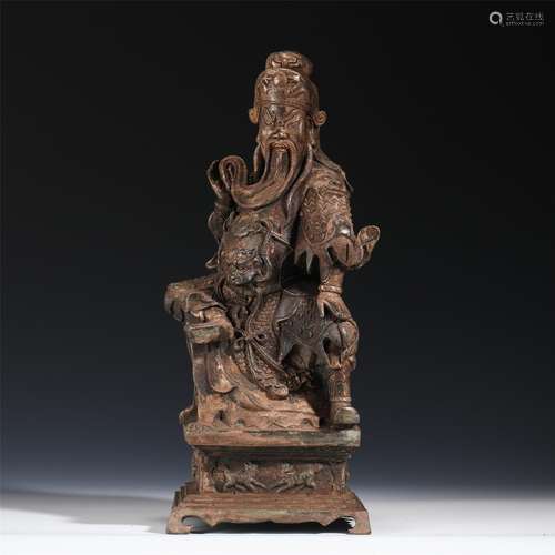 A CHINESE BRONZE GUANGONG STATUE