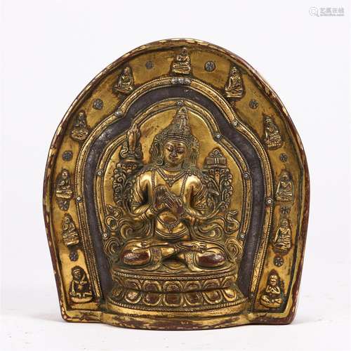 A CHINESE GILT BRONZE BUDDHIST BOARD