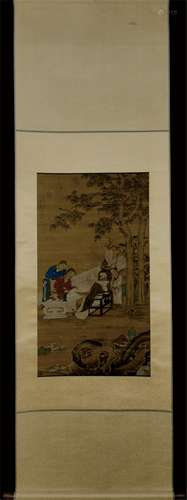 A SCROLL PAINTING OF FIGURE STORY