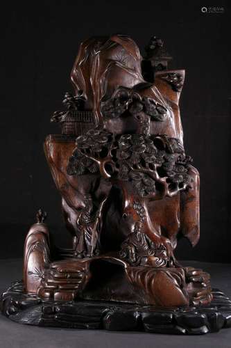 A CHINESE CARVED WOODEN ORNAMENTS