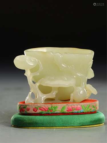 A CHINESE WHITE JADE CUP