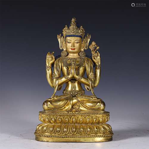 A CHINESE GILT BRONZE FIGURE OF BUDDHA STATUE