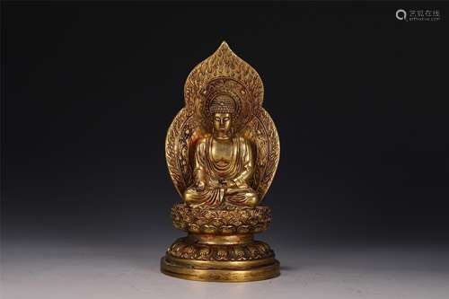 A CHINESE GILT BRONZE FIGURE OF BUDDHA STATUE