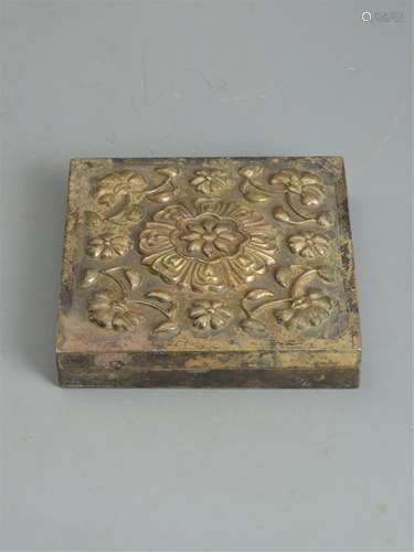 A CHINESE SILVER SQUARE INKSTONE