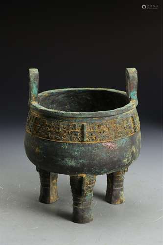 A CHINESE BRONZE TRIPOD DING CENSER