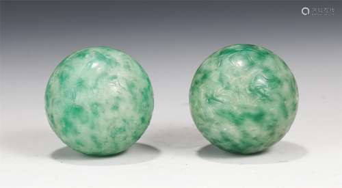 TWO CHINESE JADEITE BALLS