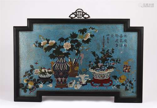 A CHINESE CLOISONNE HANGED SCREENS