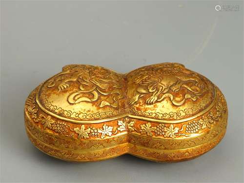 A CHINESE GILT BRONZE LIDDED BOX