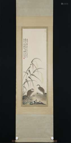 A SCROLL PAINTING OF BIRDS