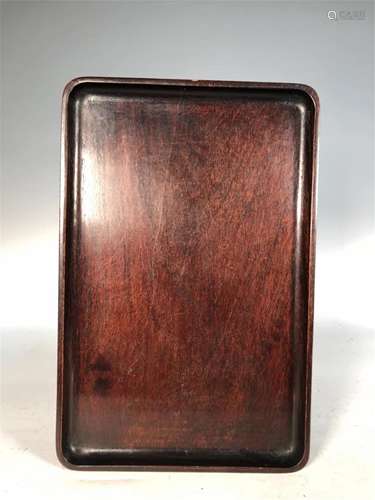 A RECTANGULAR HARDWOOD TRAY