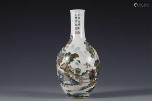 A CHINESE ENAMEL FLOWER PORCELAIN VASE