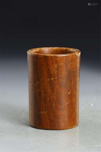 A CHINESE HARDWOOD BRUSH POT