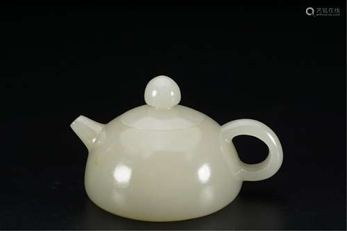 A CHINESE WHITE JADE TEAPOT