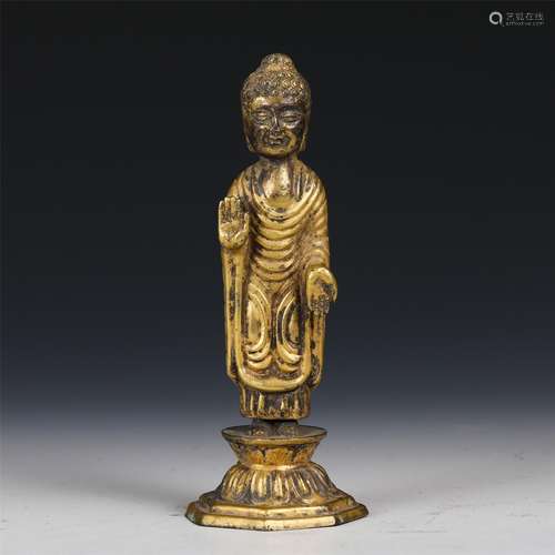 A CHINESE GILT SILVER FIGURE OF BUDDHA STATUE