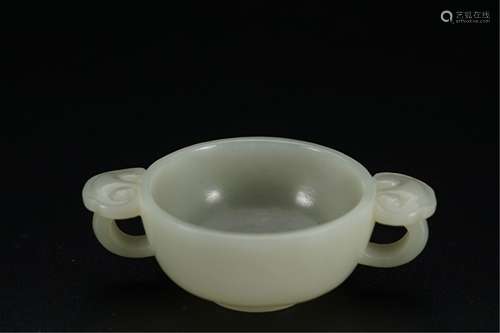 A CHINESE WHITE JADE CUP