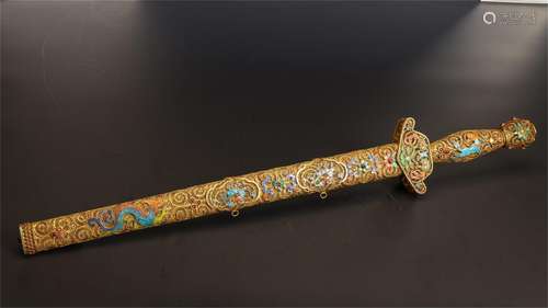 A CHINESE GILDING FILIGREE BLUING FLOWER PATTERN SWORD